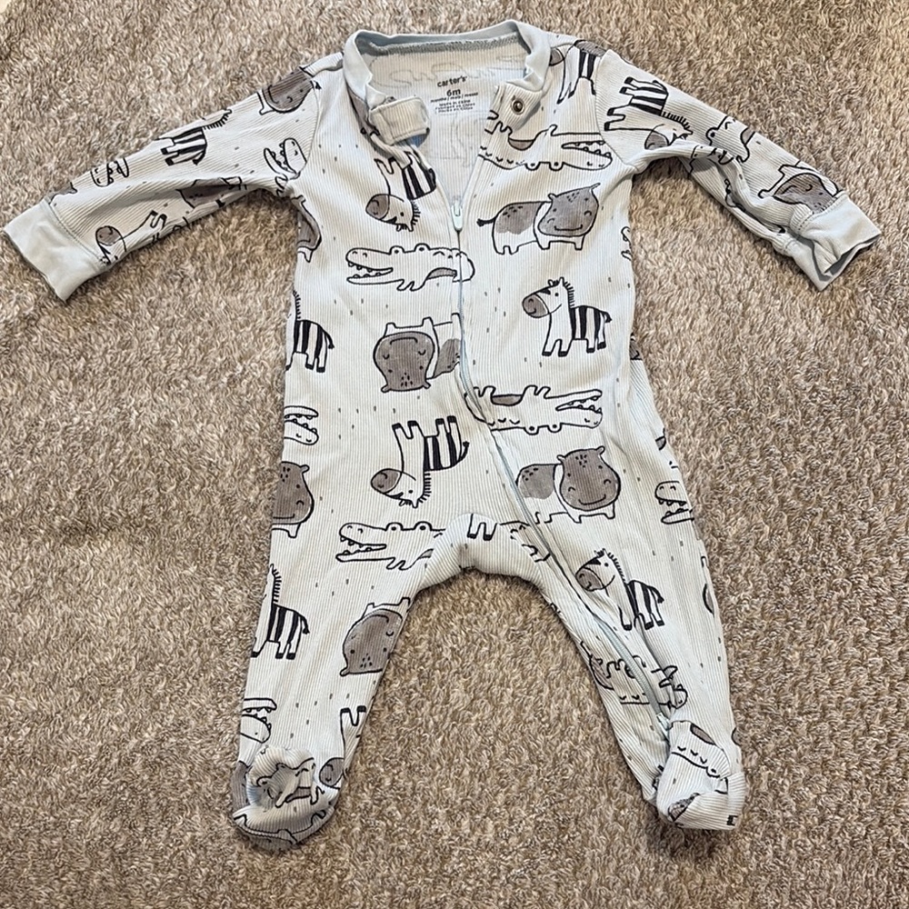 Gray Animal Print Kids One Piece